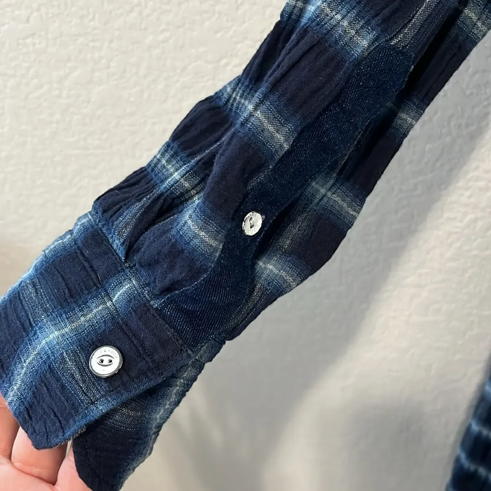 RAG & BONE JEAN Women's Tie Front Navy Plaid Shirt Dress, Size S/P, EUC - Image 4