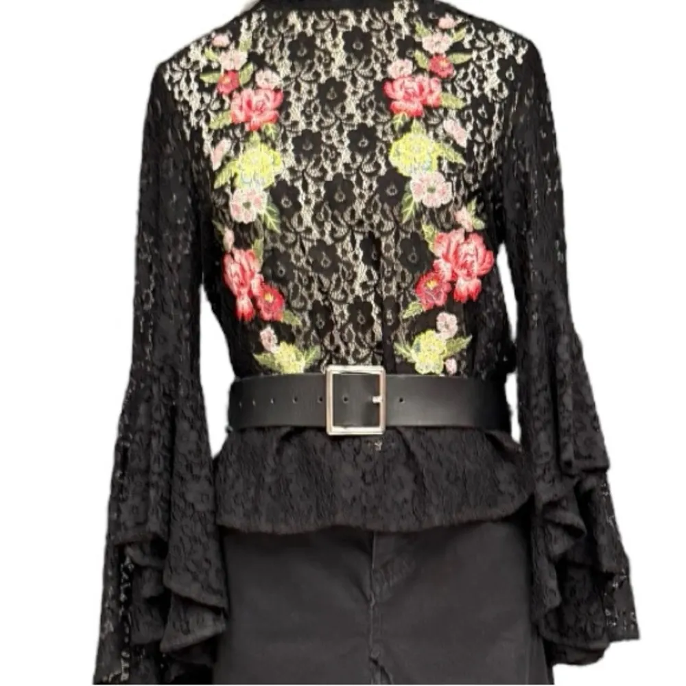 Wide Black Leather Belt w/ Expandable Button Design | Adjustable Size, M/L - Image 5