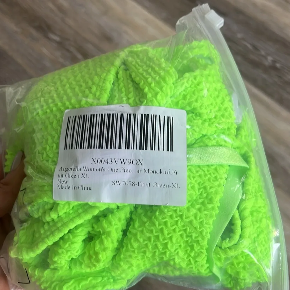Angerella neon green One Piece Swimsuit Control High Waist Monokini size XL - Image 5