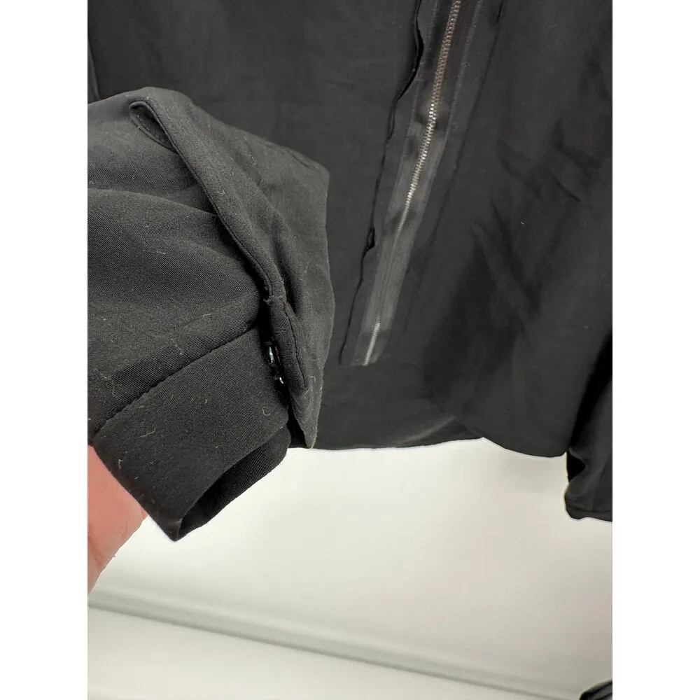 Halston Black Long Sleeve Zipper V Neck Blouse Top Womens Size Small NWT - Image 3