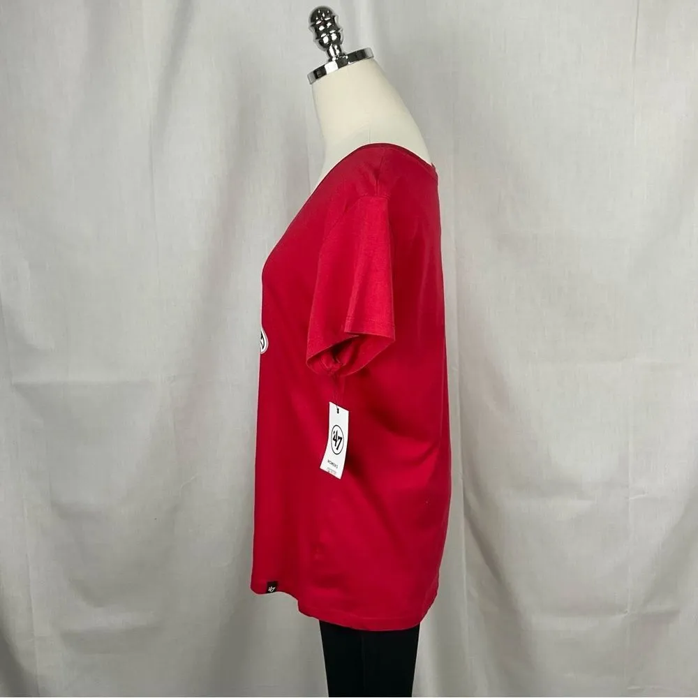 Atlanta Falcons Ladies T-Shirt Red V-Neck Tee 47’ Brand NFL Football Sz Lg New - Image 2