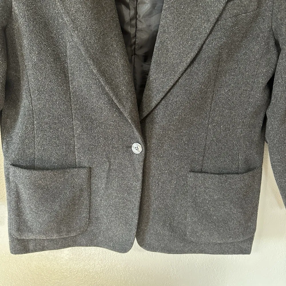 Vintage Talbots Women' 18 Charcoal Wool Cashmere Blazer Classic Old Money Preppy - Image 3