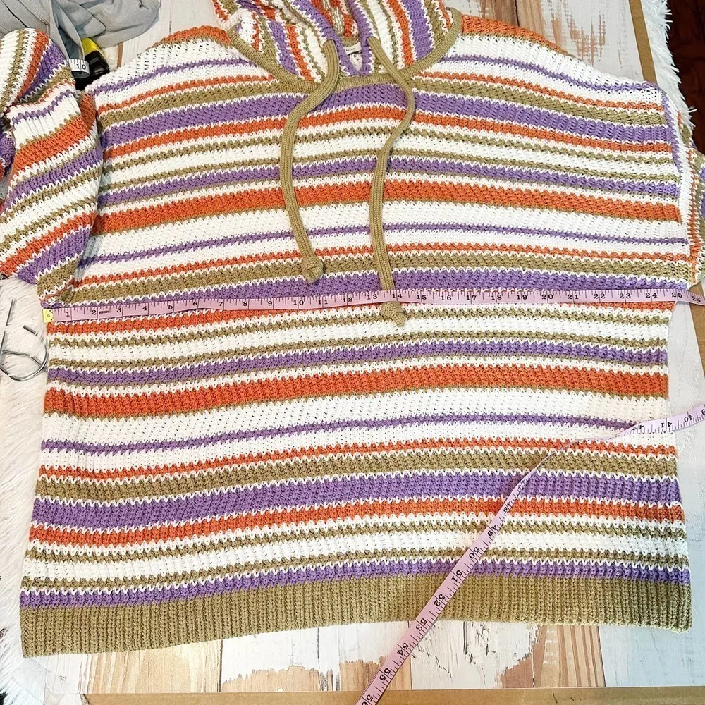 Rebecca Taylor Chevron Hooded Soft Cotton Knit Sweater Size XL - Image 7