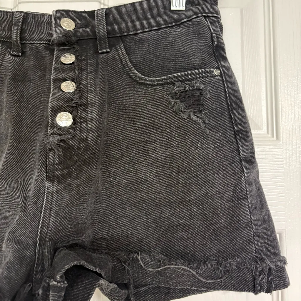 Zara Black Multi Button Jean Shorts Size‎ 6 - Image 4