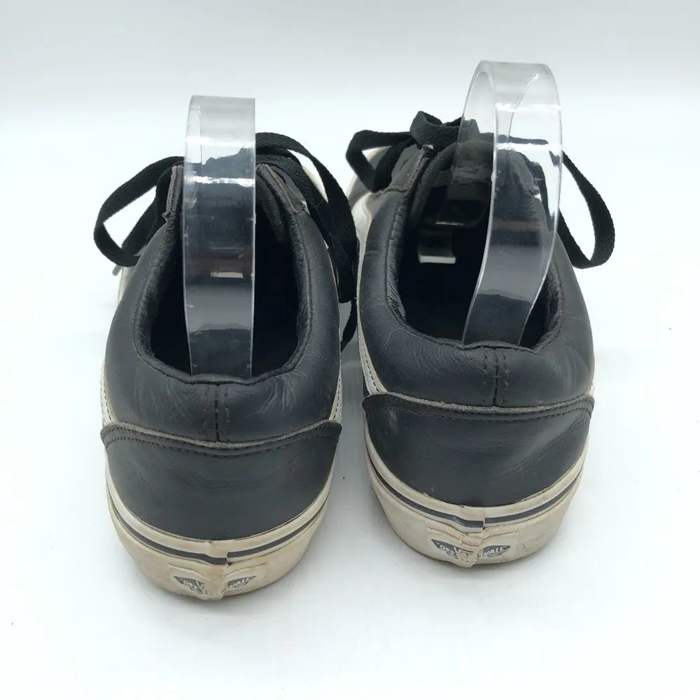 Vans Low Top Sneakers Skate Shoes Faux Leather Black Mens 7 Womens 8.5 - Image 5