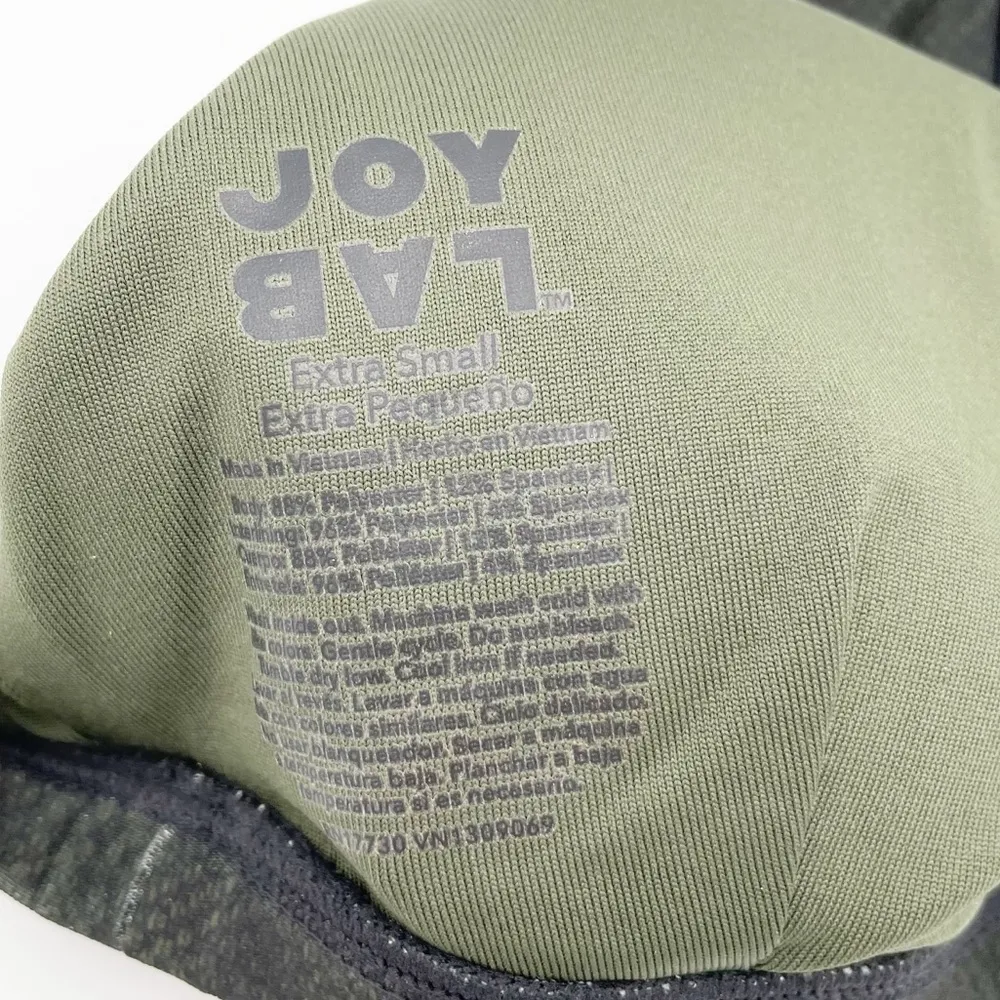 JoyLab Dark Green & Black Snakeskin Reptile Print Strappy Sports Bra Size XS - Image 5