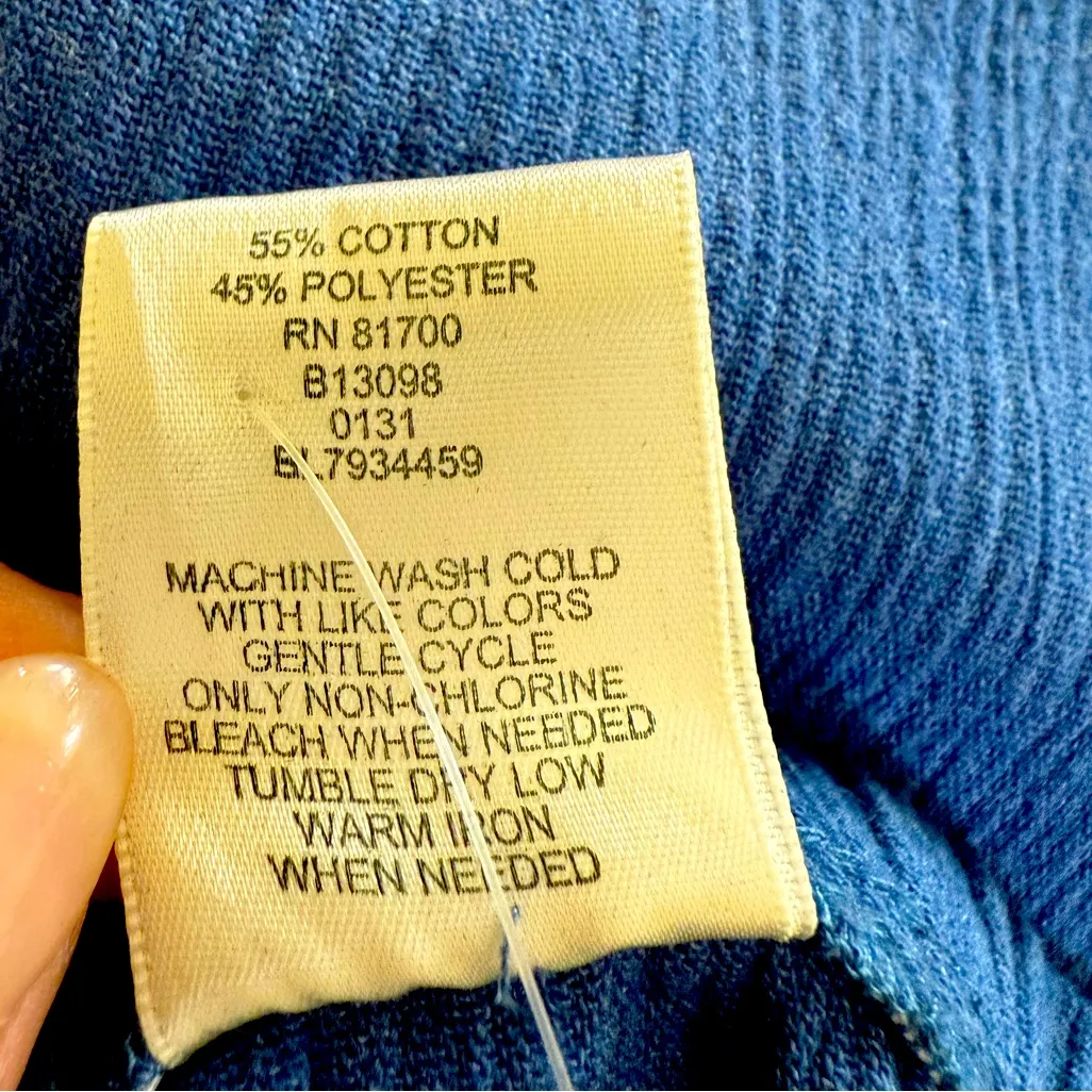 Women’s XL Denim Blue Faux Button Front Midi Skirt Casual Vintage Everyday - Image 5