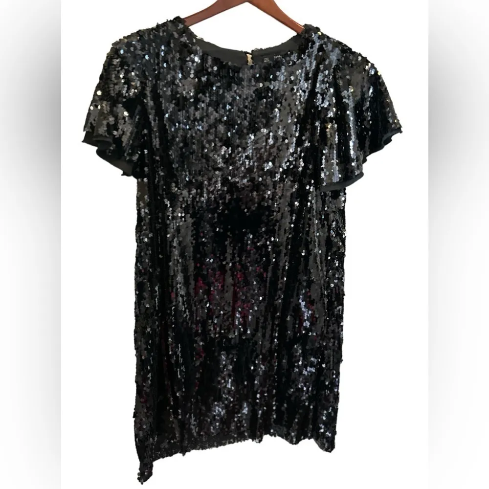 ZARA BASIC COLLECTION Sequence Black Party‎ Cocktail Dress size S - Image 3
