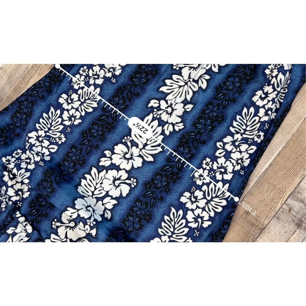 Hawaiian Traditional Muumuu Blue Black White Dress MEDIUM Tropical Colorful NWOT - Image 7