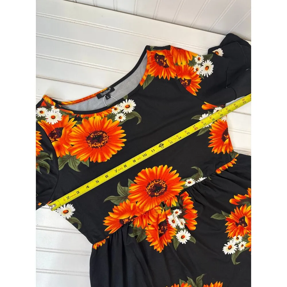 Tralibee Black & Orange Floral Dress & Cathy Sleeveless Midi Dress Bundle Size L Size L - Image 3