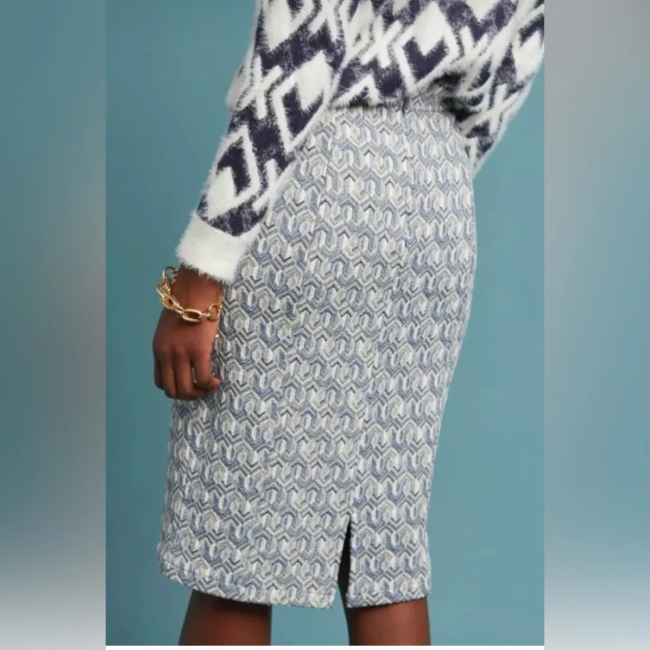 Anthropologie Maeve Emmy textured pencil skirt in geometric motif pattern - Image 2