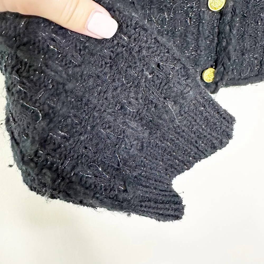 J.Crew  Womens Plaid Lady Jacket Textured Lurex Metallic Threads Black Medium - Image 6