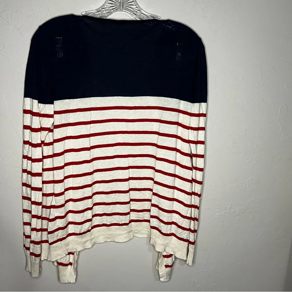 Vero Moda Maddox Stripe Patriotic Americana Red, Blue, Cream Drapey Cardigan - Image 7