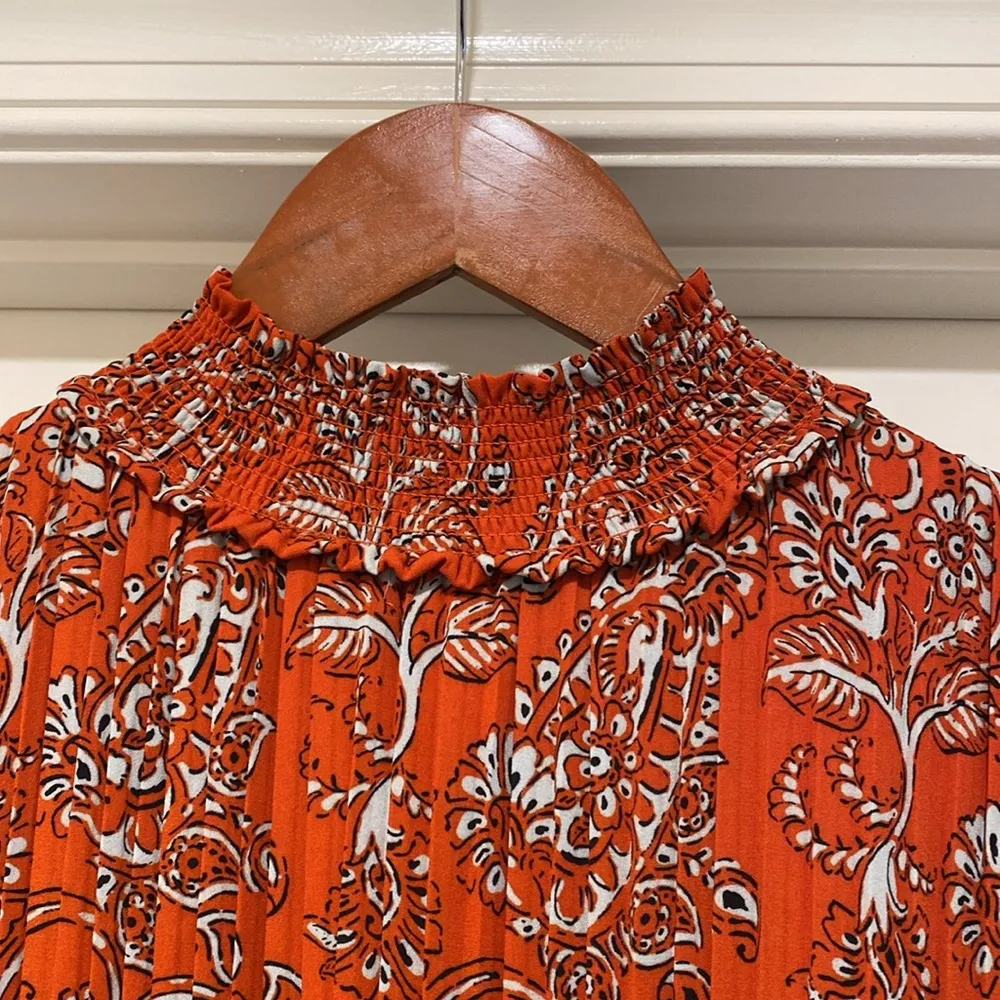 Nanette Lepore Picante Multi Print Smocked Pleated Midi Dress Easy Care Size 4 - Image 6