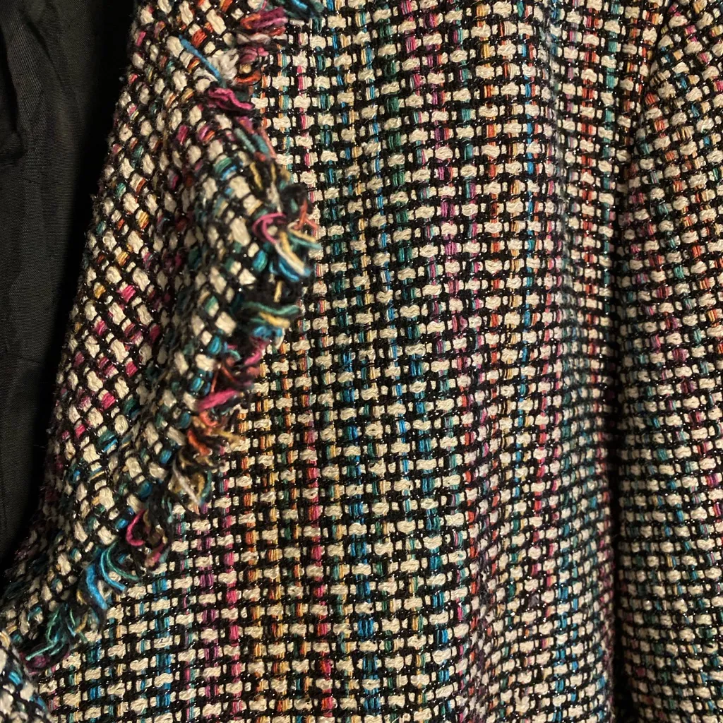 SilkLand Rainbow Sparkle Tweed Blazer 24W EUC Black - Image 4
