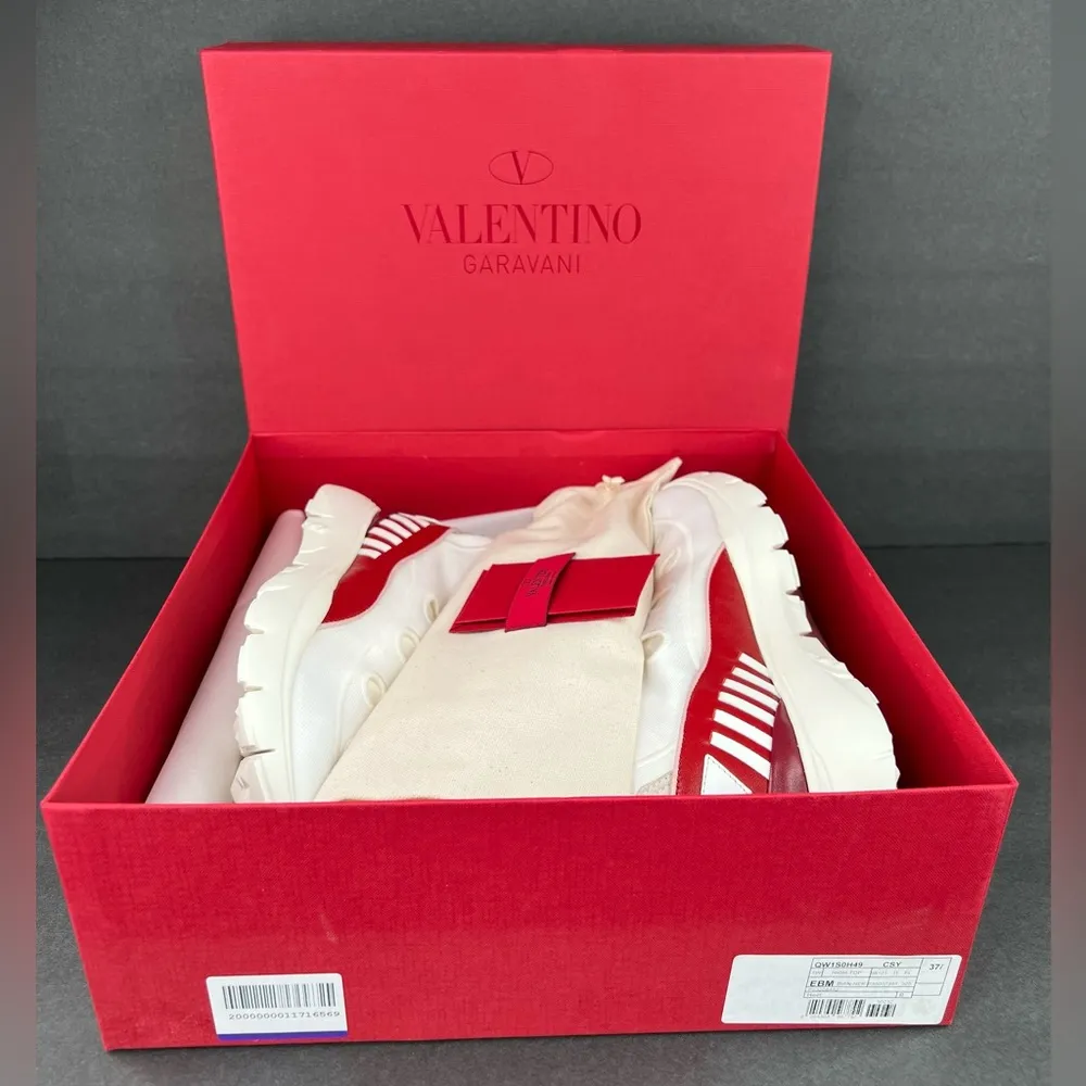 VALENTINO GARAVANI Rockstud Cut out stretch knit high top Women sneakers EU 37.5 - Image 2