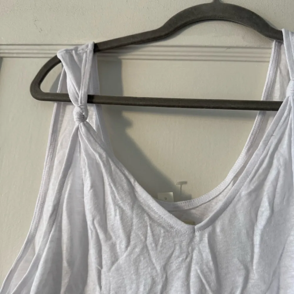 Knotted-Strap Tank in Eyelet White Size Medium NWT Linen Blend - Image 8