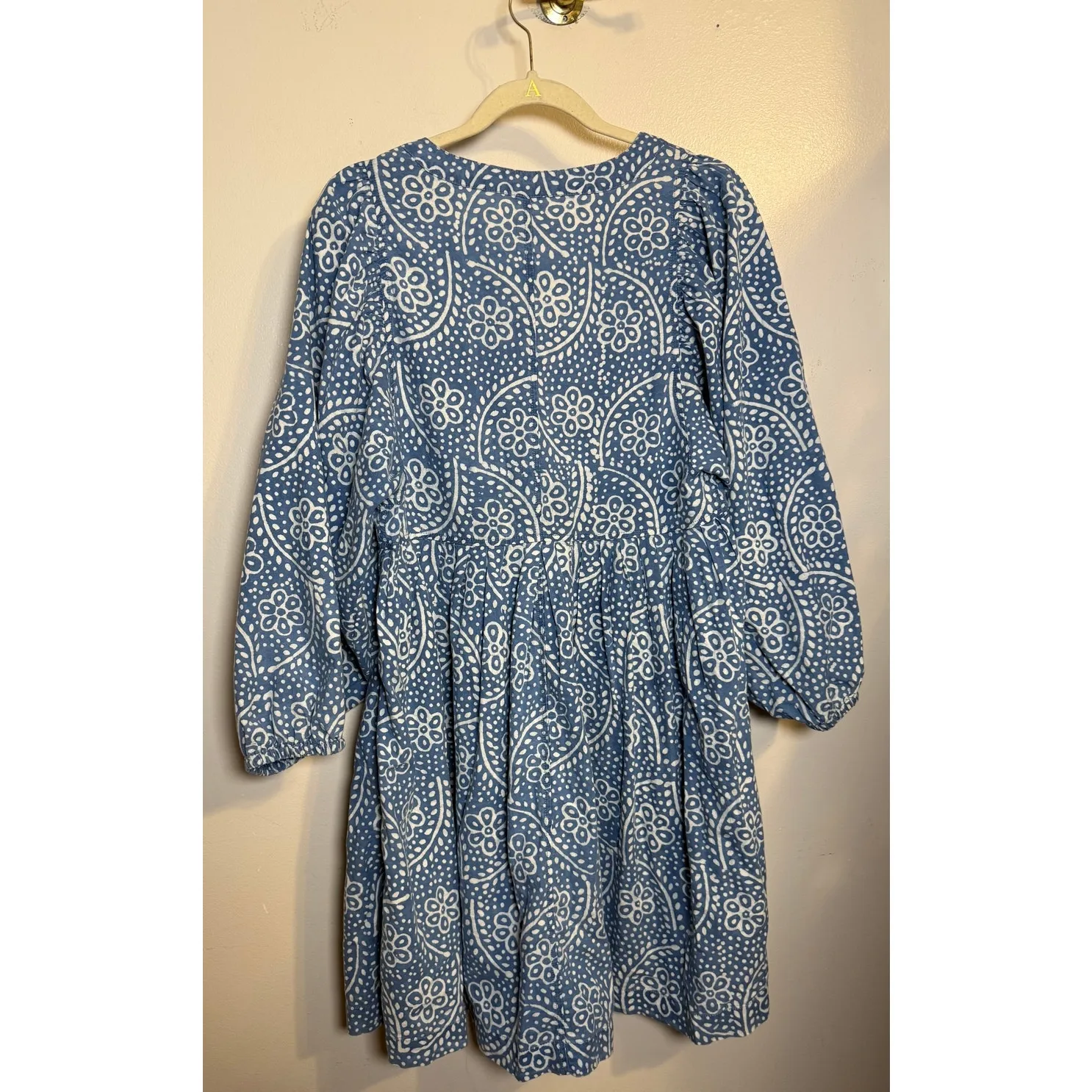 Madewell Bubble-Sleeve Button Front Mini Dress in Indigo Paisley Sz. M - Image 6