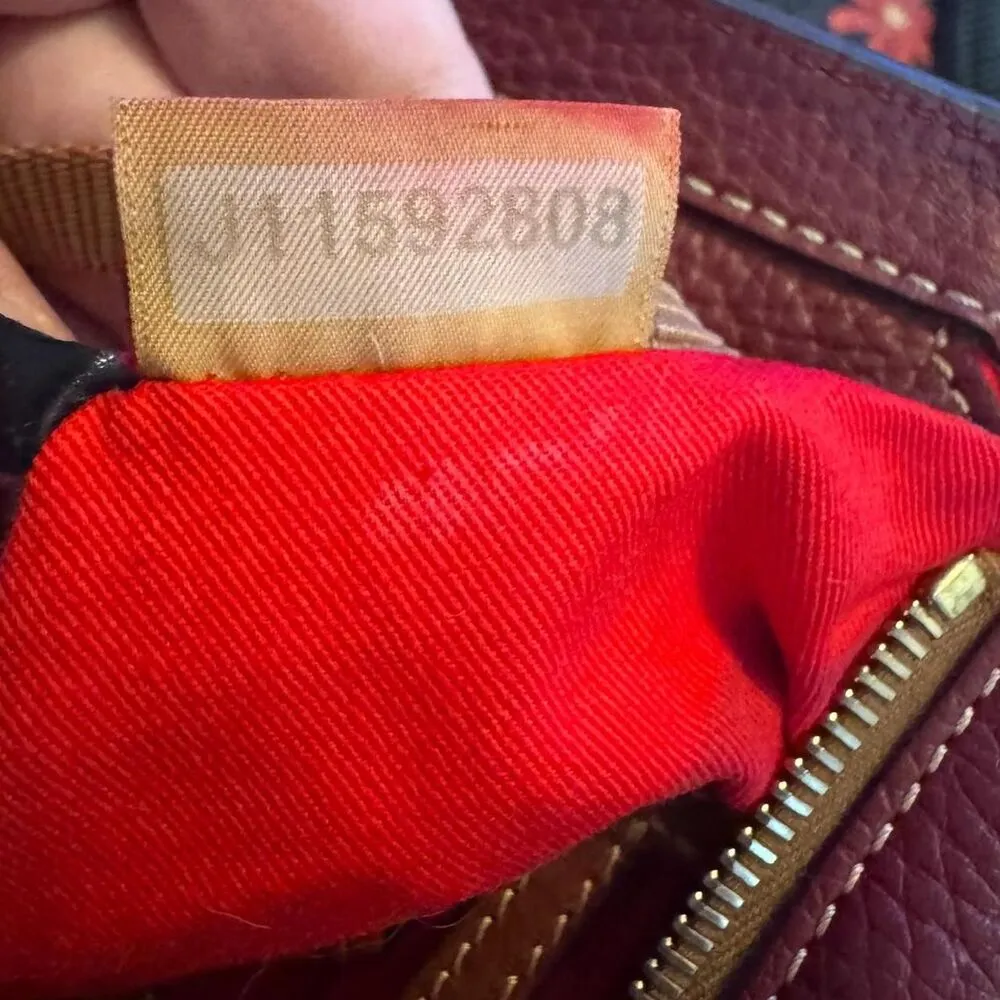 Dooney & Bourke Lexington Pebble grain Leather Maroon and brown Leather Zip Tote - Image 8