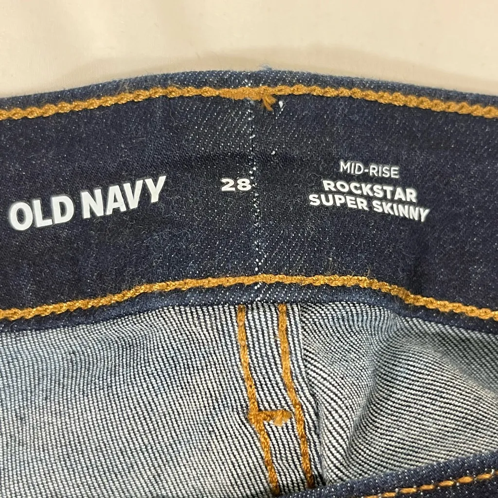OLD NAVY MID RISE ROCKSTAR SKINNY‎ JEANS DARK WASH WOMENS SZ 28 NEWSOLD :  - Image 6