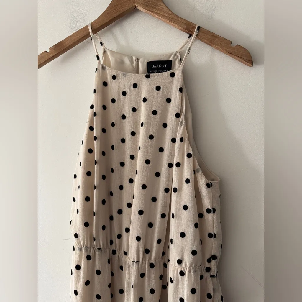 Bardot Black and White Polka Dot Ruffle Viviana Spot Asymmetrical Midi Dress - Image 4