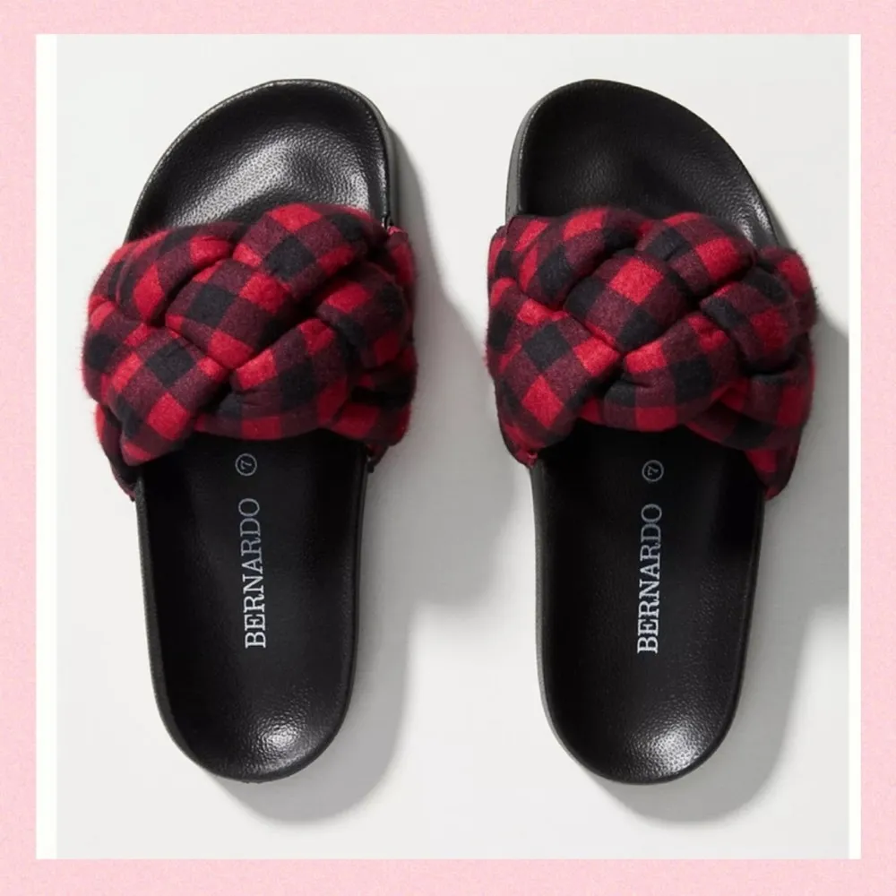 ANTHROPOLOGIE BERNARDO Rylee Braided Puffy Plaid Band Slides Comfort, Size 7 - Image 15
