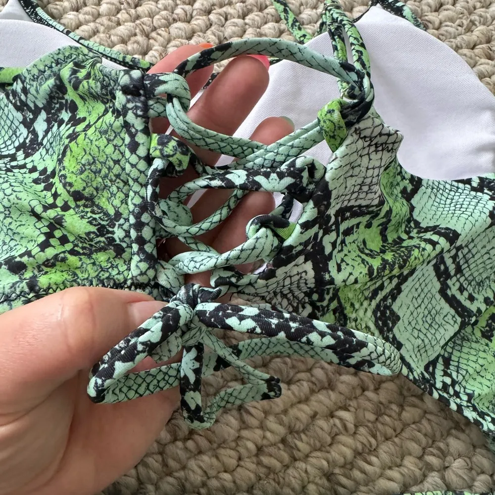 Green and Black Reptile Print Open Torso and Back One - Image 3