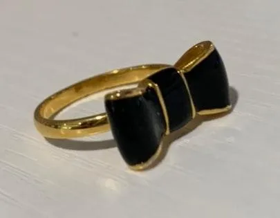 Kate Spade Black Enamel Bow Ring - Image 4