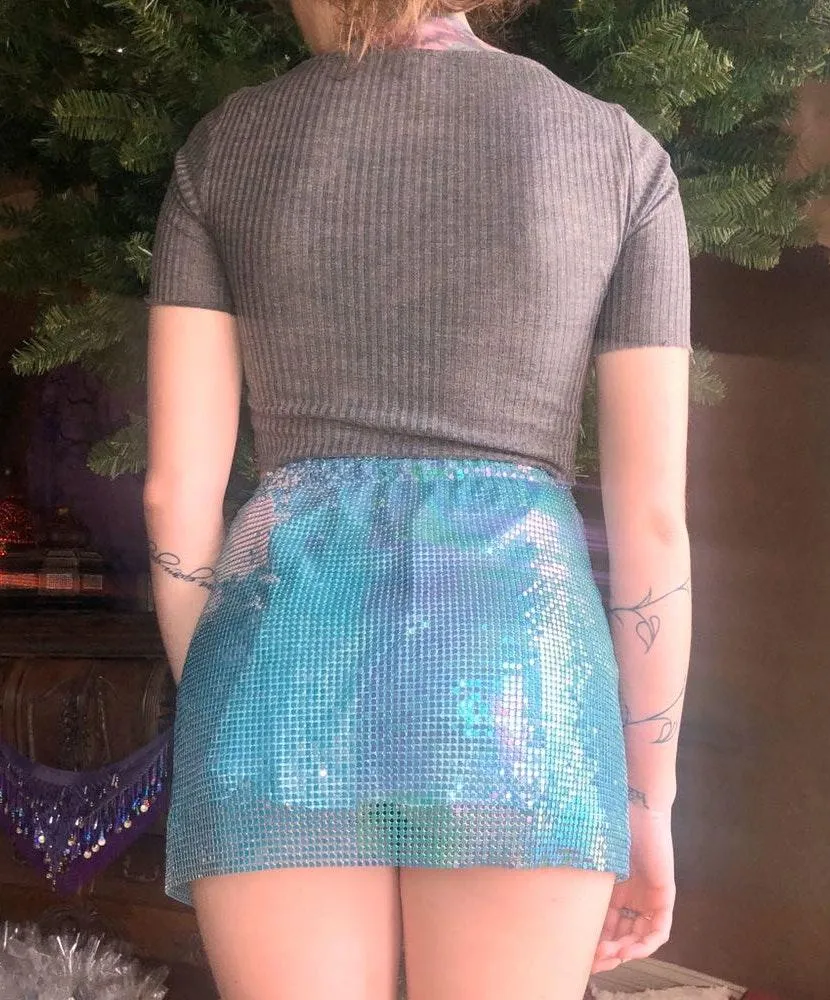 Sequin Slit Mini Skirt Blue - Image 2