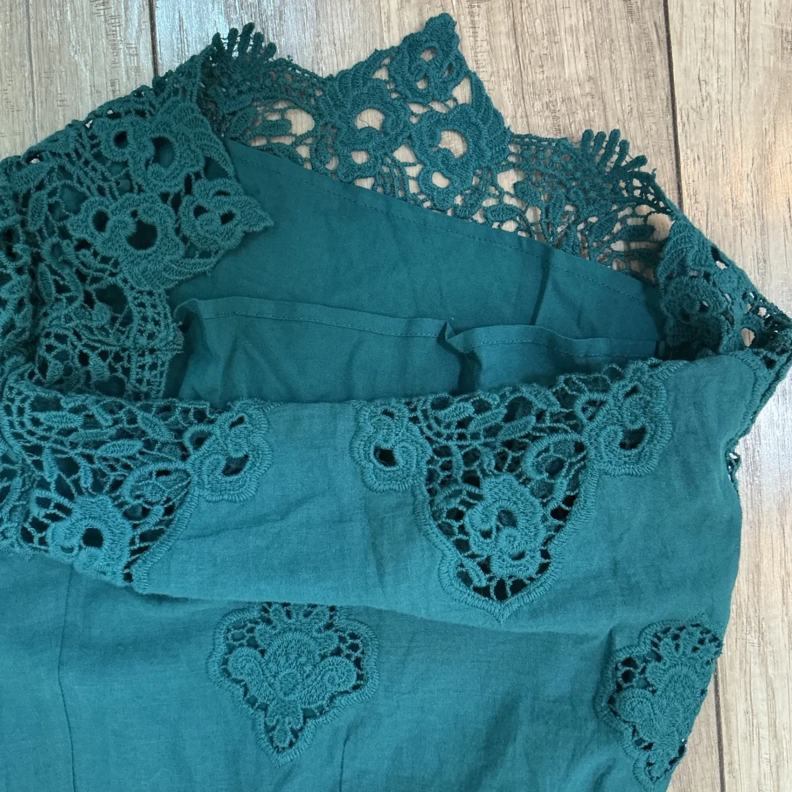 NWT TJD Dress Size S Green Sleeveless Ruffle Trim Lace Hem‎ Mini Party - Image 4