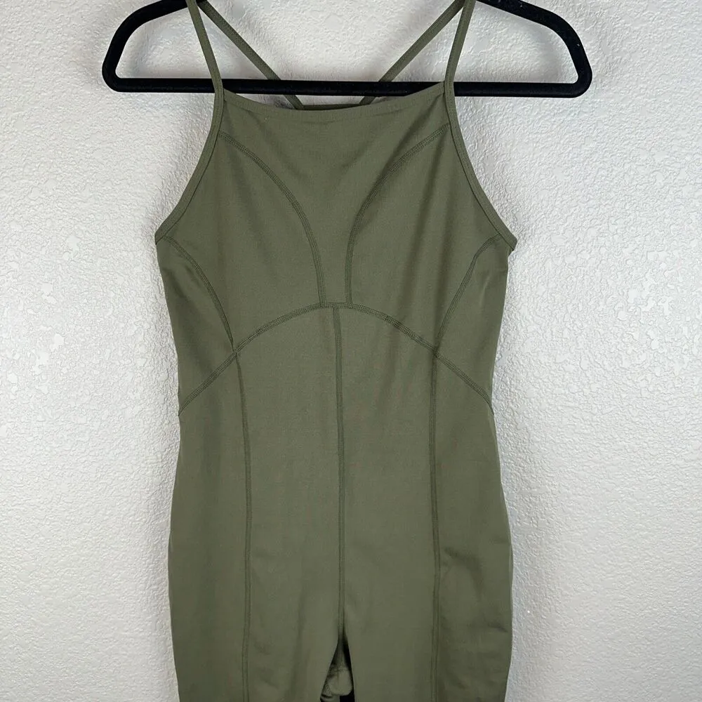 Free People Movement Side To Side Performance Jumpsuit Size Medium Olive Green - Image 2