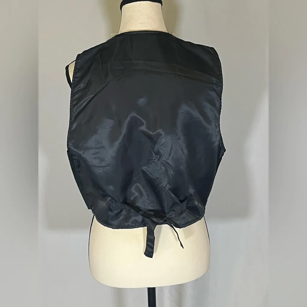 MIDWEST TRADERS Vtg Leather Vest With Sherpa Trim Green Size L - Image 3