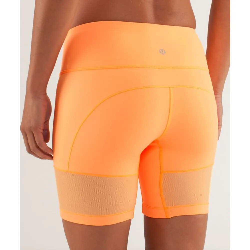Lululemon Spinerette Orange Creamsicle Pop Biker Shorts Size 4 Athletic Gym Yoga - Image 14