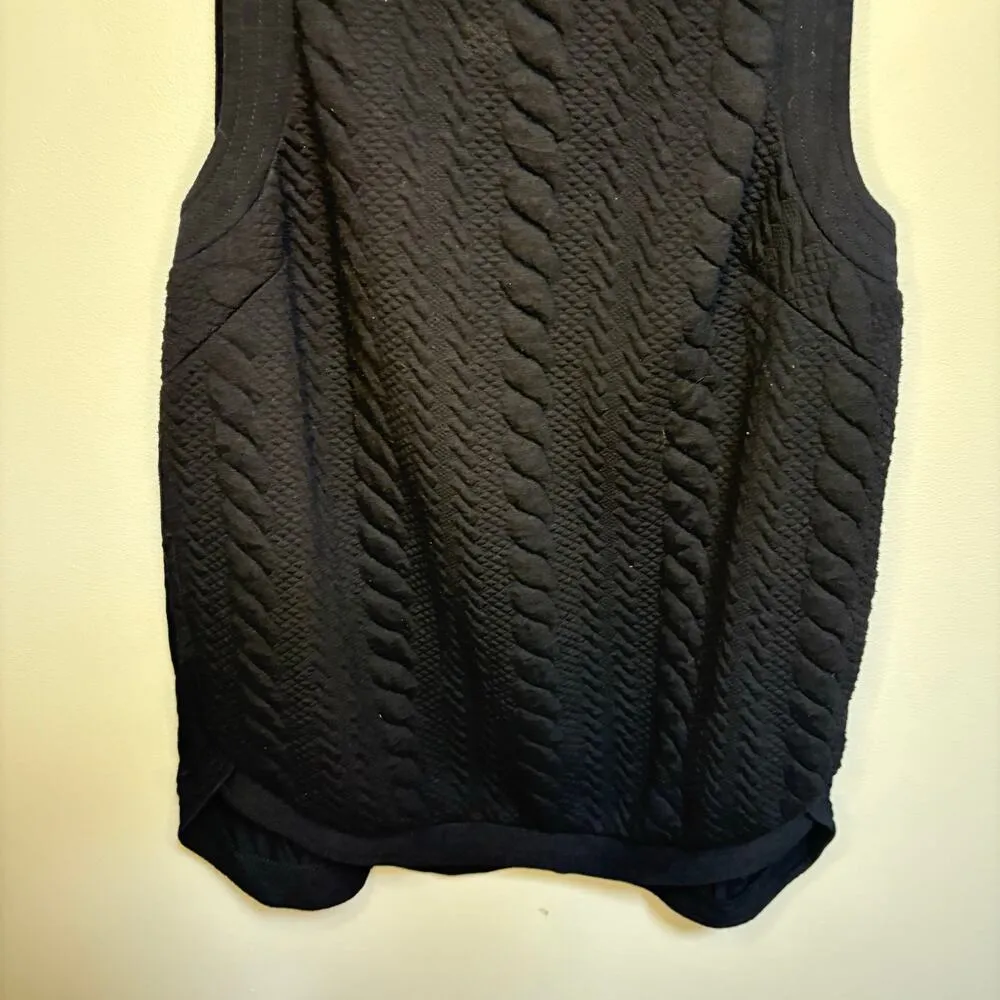 Anthropologie Bordeaux Black Cable Pattern Crewneck Sleeveless Blouse Small - Image 6