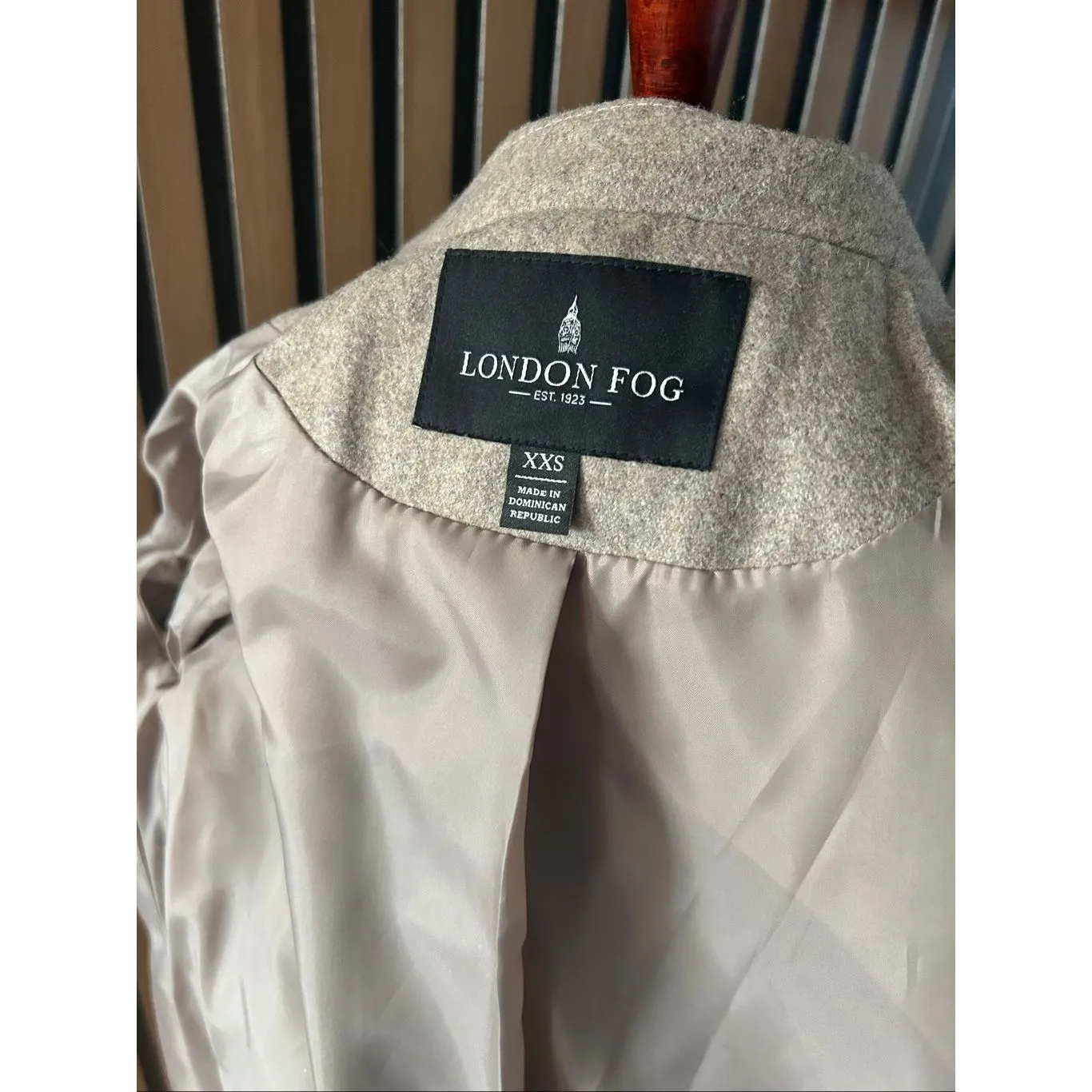 London Fog Women's Classic Wool Peacoat Taupe Heather Double Breasted size xxs - Image 3