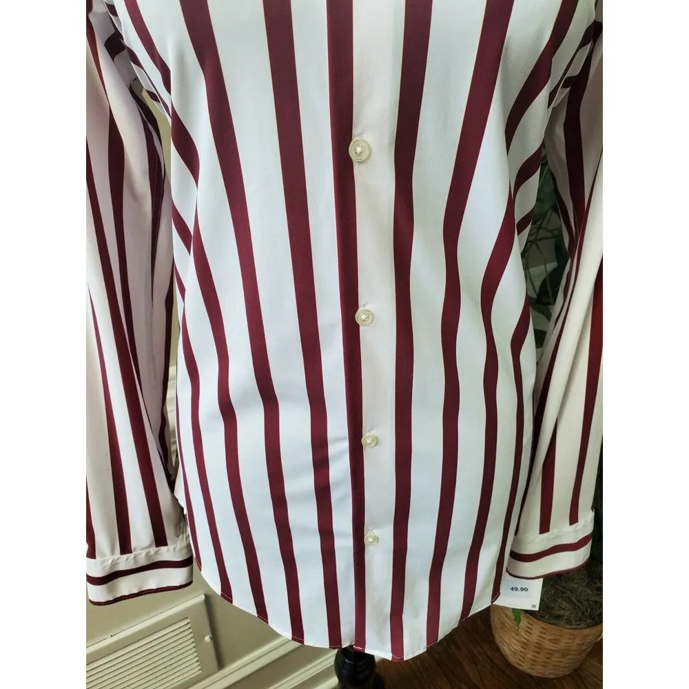 Zara Women's Striped Polyamide Collared Long Sleeve Buttons Down Shirt Size S - Image 4