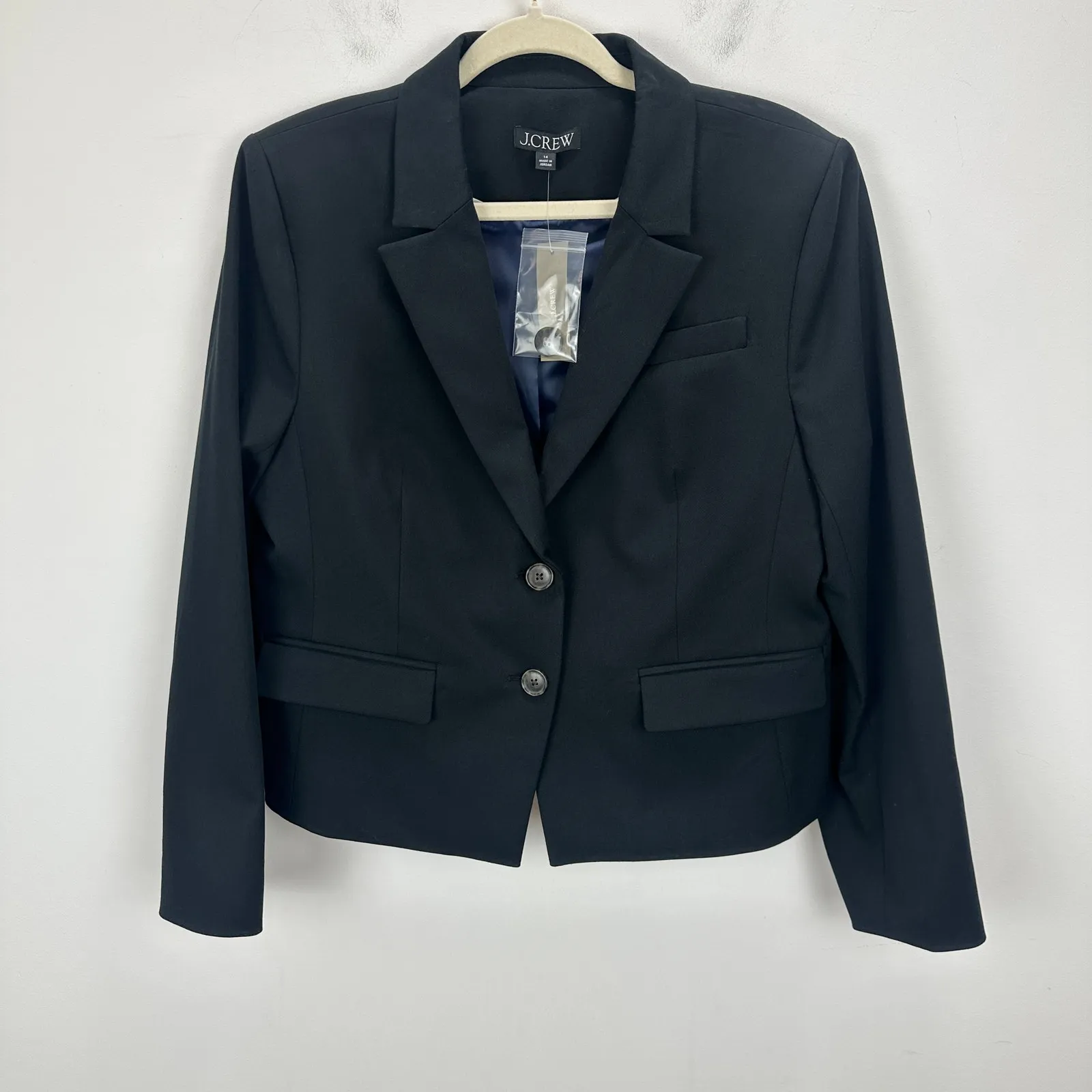 J.Crew Shrunken Fit Blazer Bi Stretch Cotton Blend Classic Slim Black 14 US NWT - Image 4