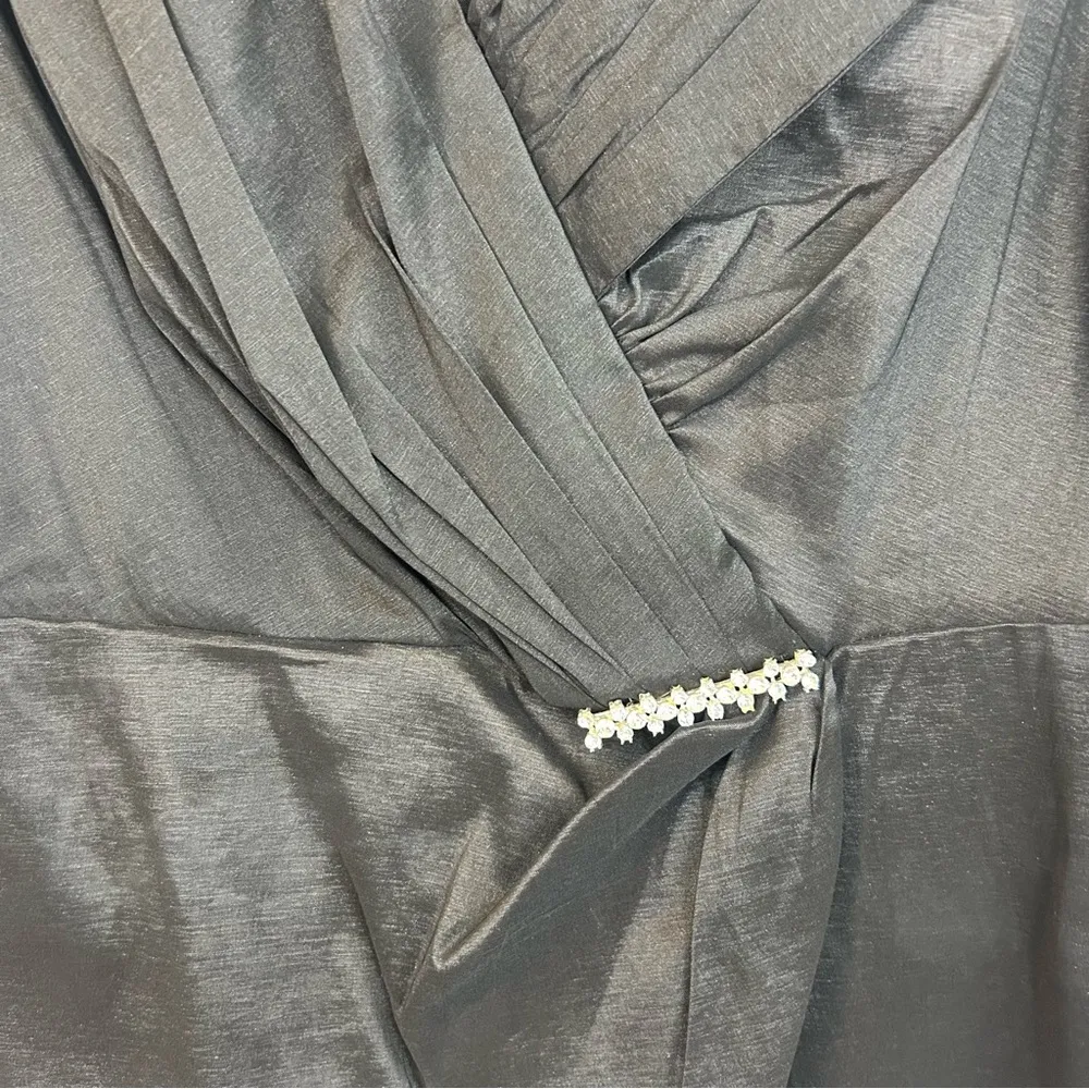 Madame X Black Vintage Pleated Rhinestone Ruched Faux Rap Blouse/Jacket Size M Size M - Image 11