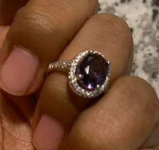 Australian Crystal Oval Stone Ring Dipped In White Gold! Brand New! So Pretty And sparkly!! Purple Stone!! - Image 5
