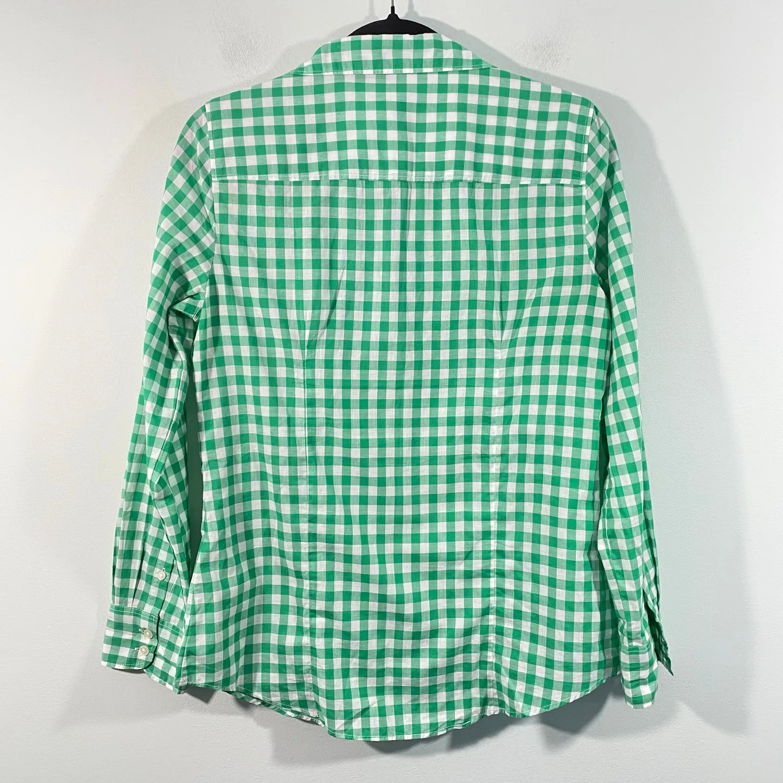 J Crew Women Green Gingham Lightweight Signature Fit Cotton Shirt Size S #AL495 - Image 9