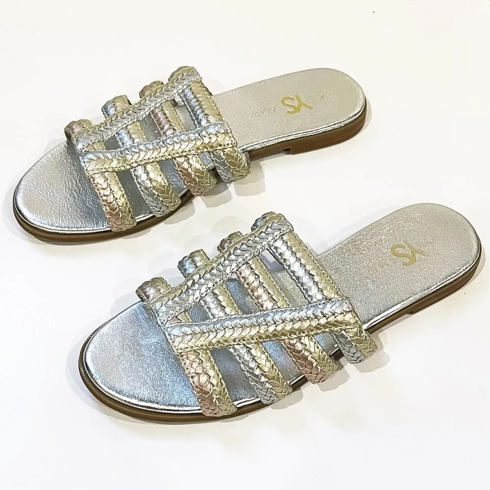 NEW Yosi Samra 9 Molly Braided Leather Slide Sandals Metallic Anthropologie NWOT Gold - Image 8