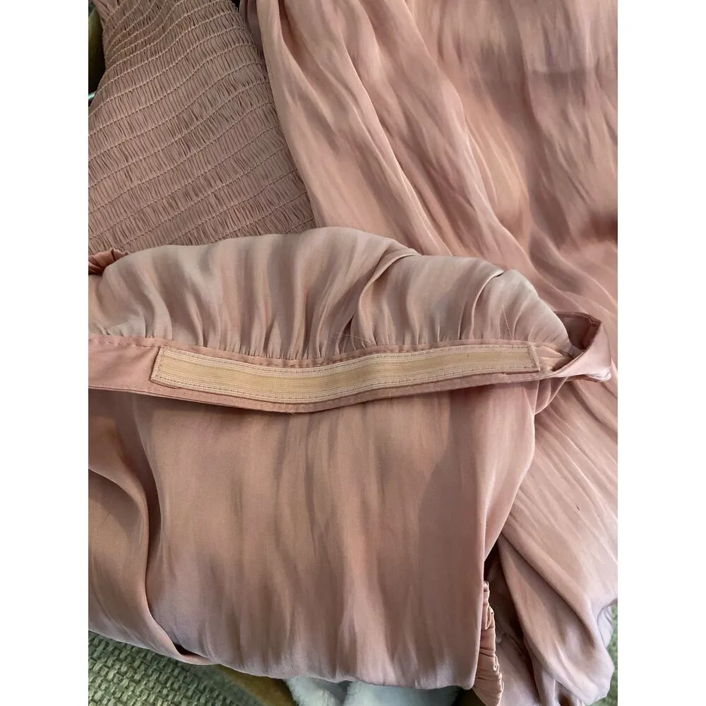 J Crew Squareneck Smocked Featherweight Satin Cropped Top XXS Rose Pink Satin - Image 8