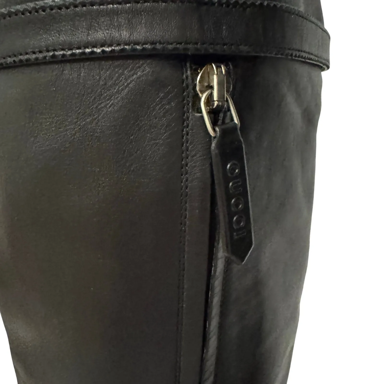 Gucci Dionysus Thigh High Boots 38 Black Leather Bee Brogue Alessandro Michele - Image 9