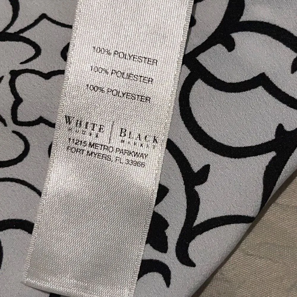 White House Black Market Button Shirt Blouse Geometric Long Sleeve V-Neck Size 1 - Image 5