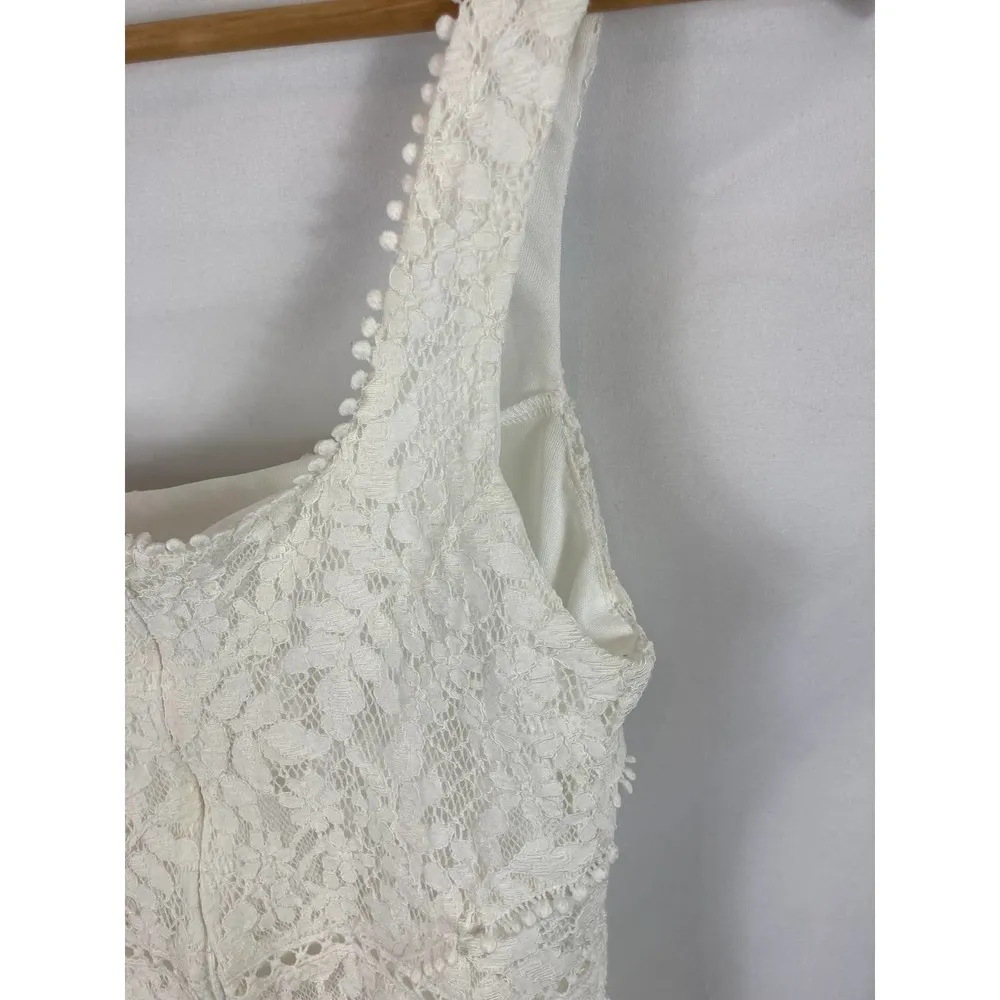 Floret Studio Ivory Lace Ruffle Hem Mini Dress size small - Image 5