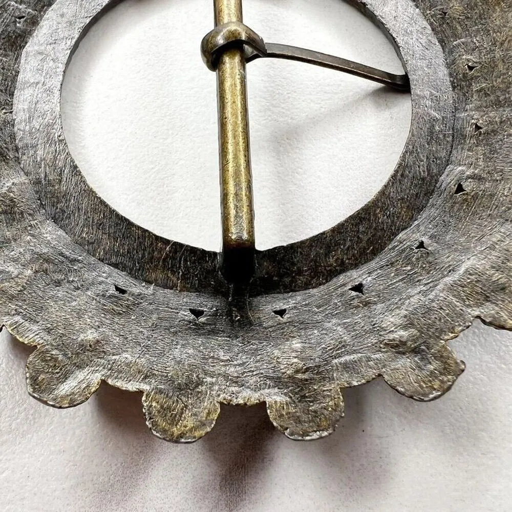 Bronze Tone Rhinestone Bling Faux Cabochon Round Belt Buckle Gold - Image 3