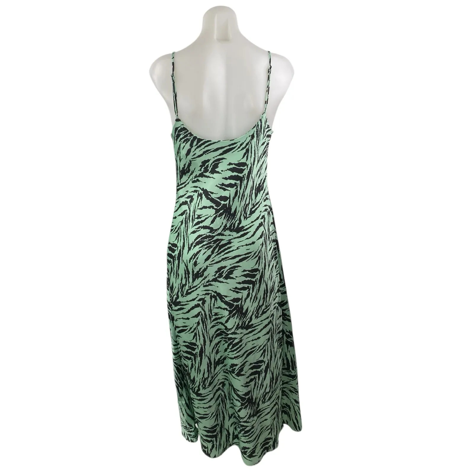 WAYF Influencing Satin Tiger Print Cowl Neck Sleeveless Midi Tank Slip Dress S - Image 4