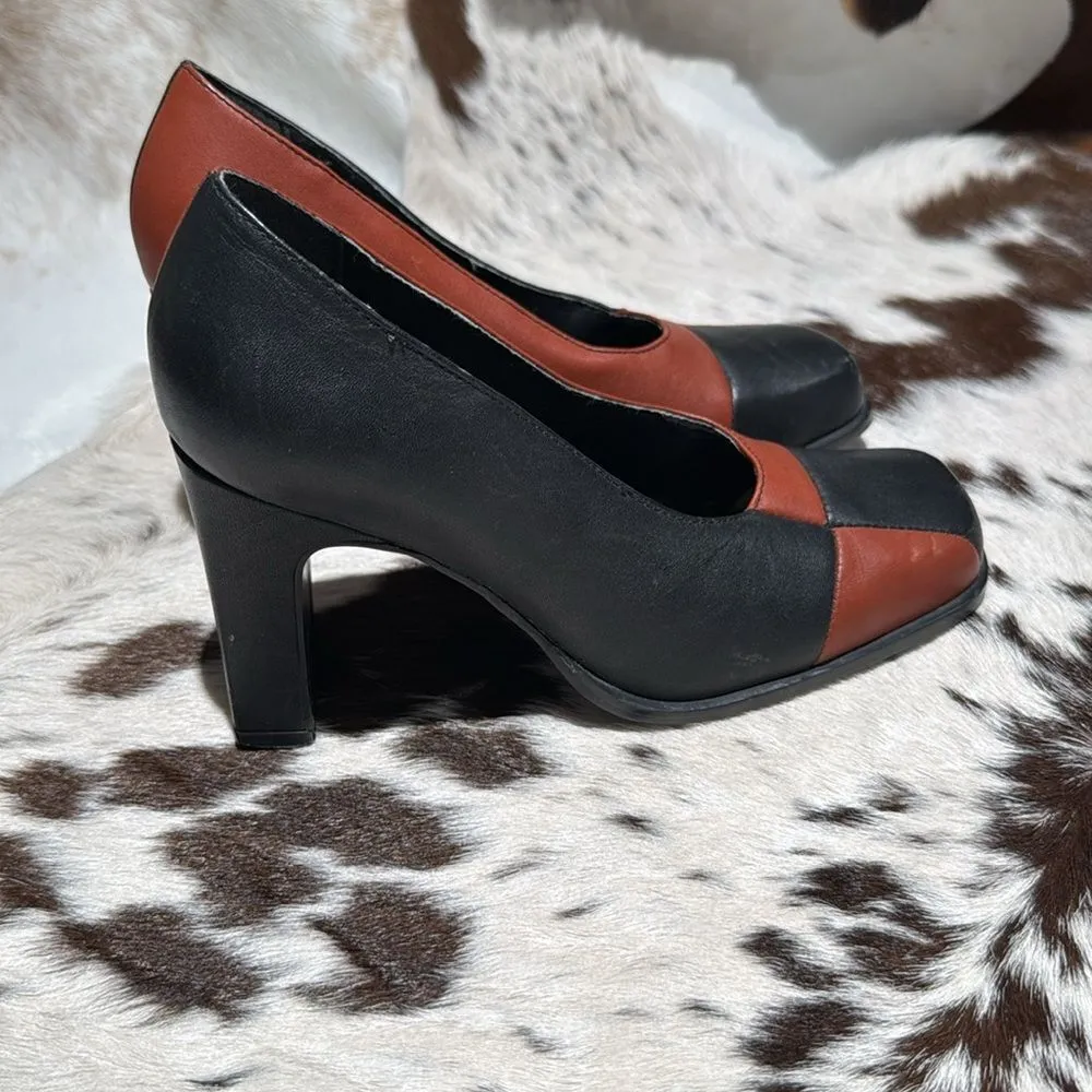 Via Uno Color Block High Heels Size 4 B33 Black - Image 7
