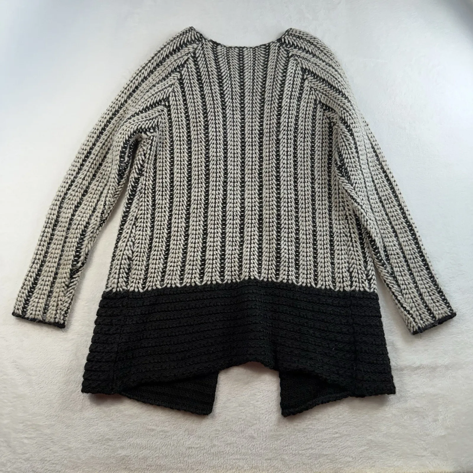 Maison Pholya M Medium Cardigan Sweater Alpaca Wool Blend Open Front Italian Black - Image 9