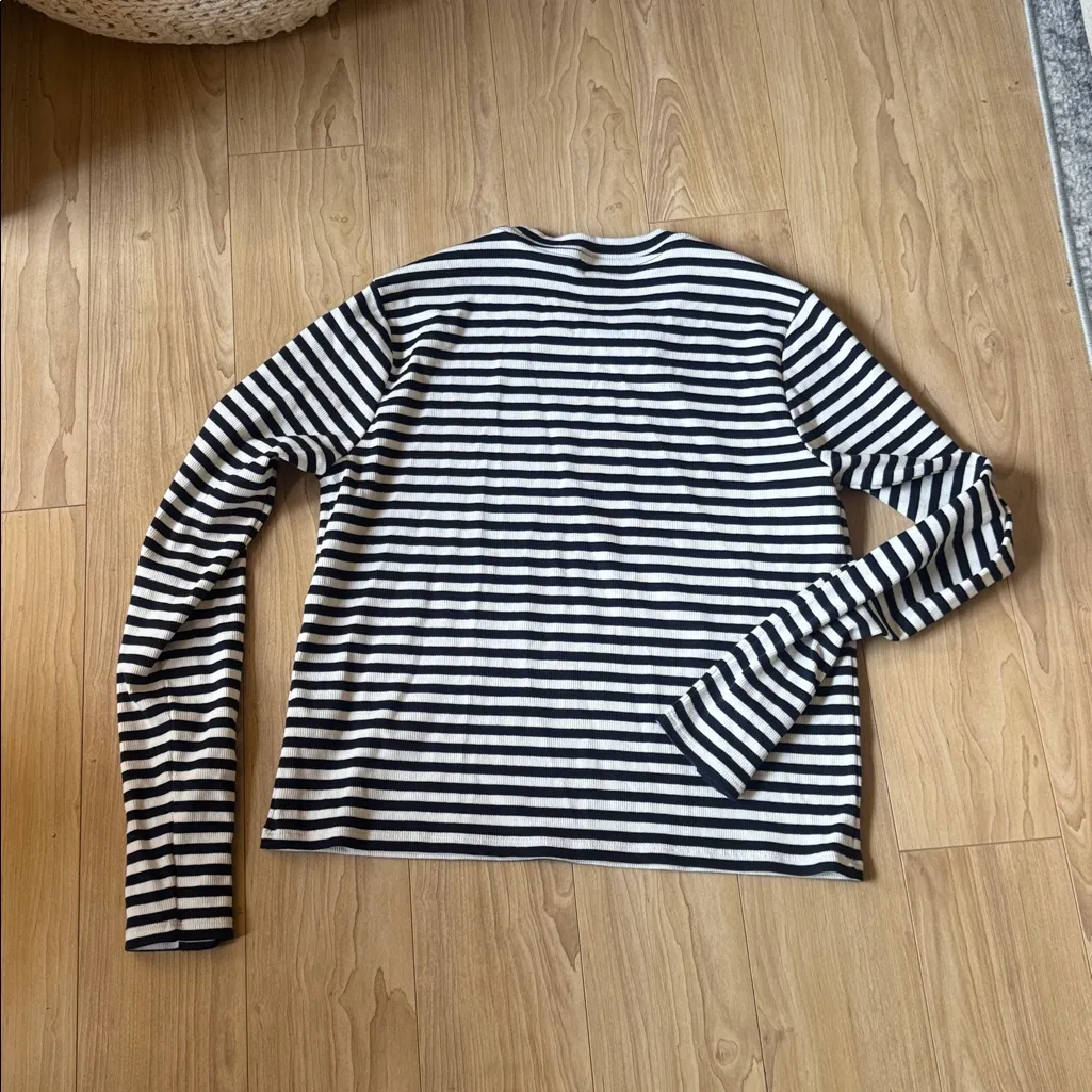 Massimo Dutti Navy and White Striped Top - Image 6